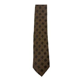 Stained Vintage Giorgio Armani Cravatte 100% Silk Tie Brown Geometric